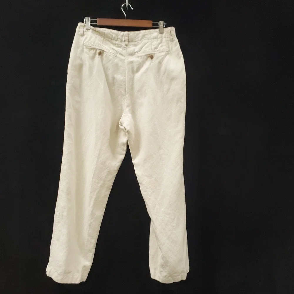 J Crew Mens Irish Linen Cotton Pants 34X32 Straight Leg Beige 73483
